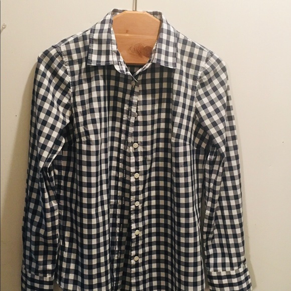 J Crew/ size 2/ button down shirt/ blue and white - Picture 1 of 4